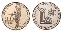 Ezüst 500 forint 1980 téli olimpia Lake Placid, PIEFORT, 78 g!